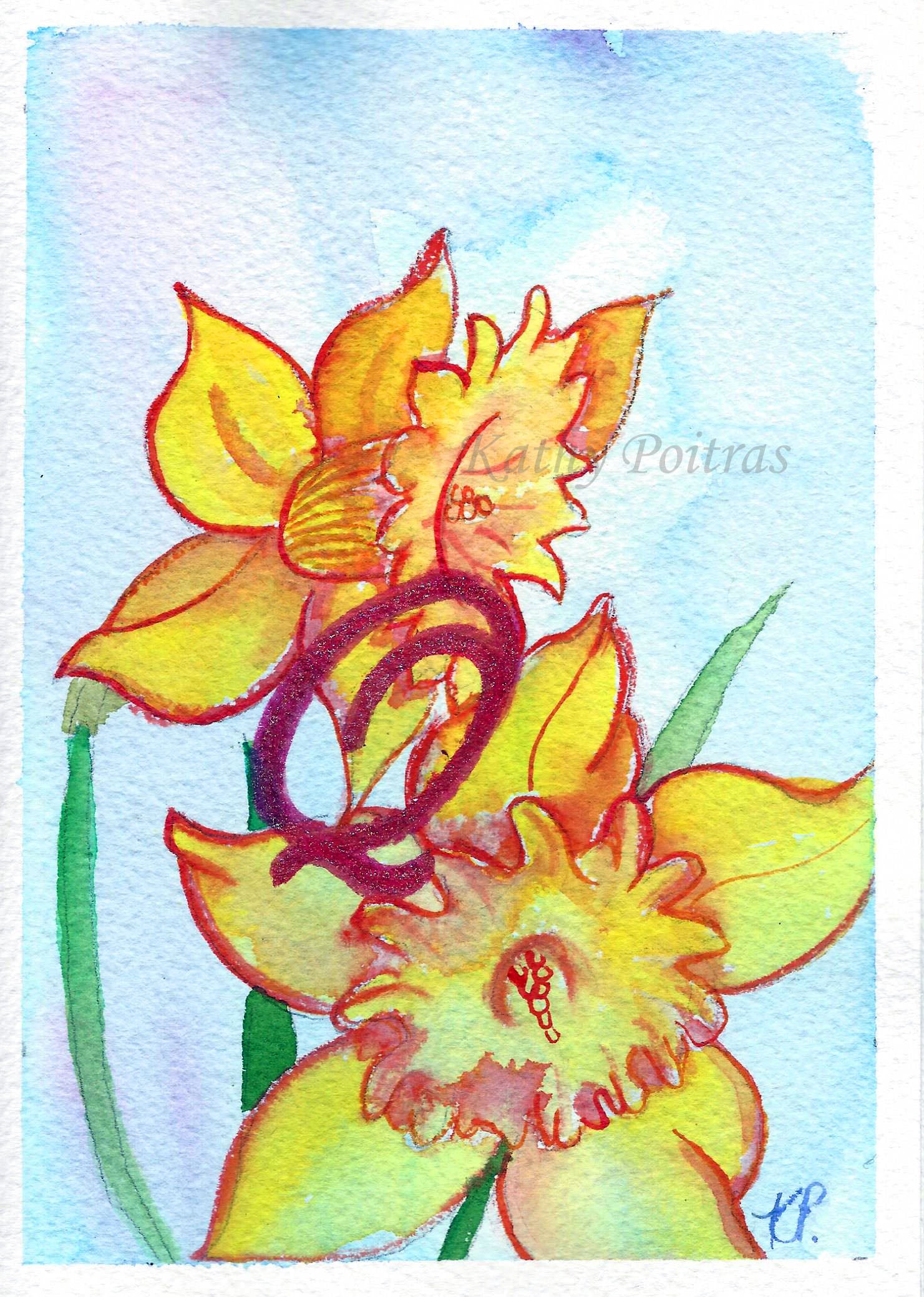 Custom Birth Month Flower outlets Watercolor and Ink Painting