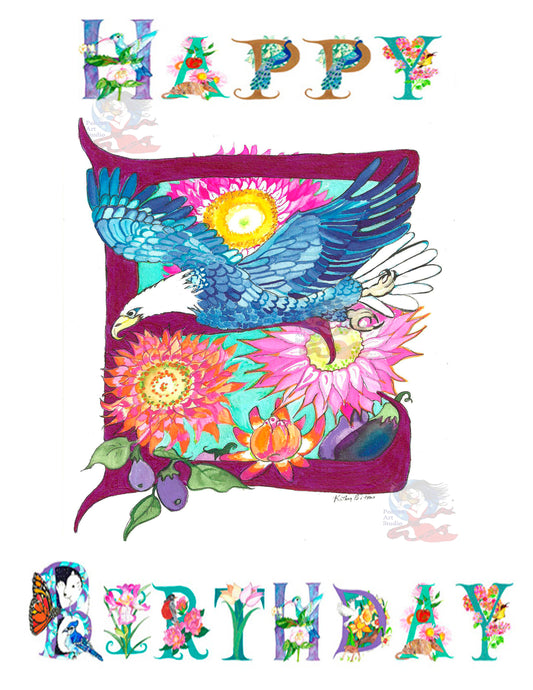 Personalized  Birthday Card Letter  E, for Eagle and Everlastings