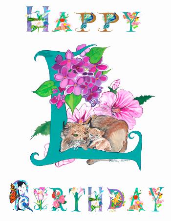 Experience the intricate details and personal touch of our personalized Birthday Card Letter L, featuring the vibrant images of lilacs, lavatera, and lynx. Each card is uniquely adorned with a subtle touch of glitter by our talented artist, adding sparkle to your loved one's special day.