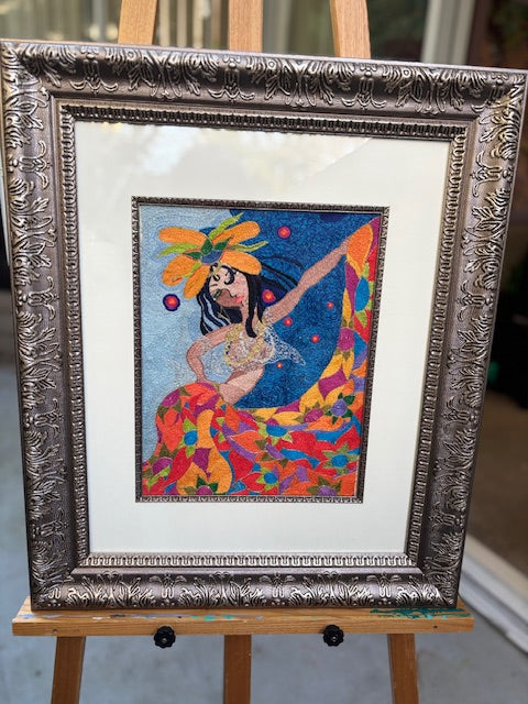 Tribute to Performing Artists. Original hand  embroidery by artist  Kathy Poitras.